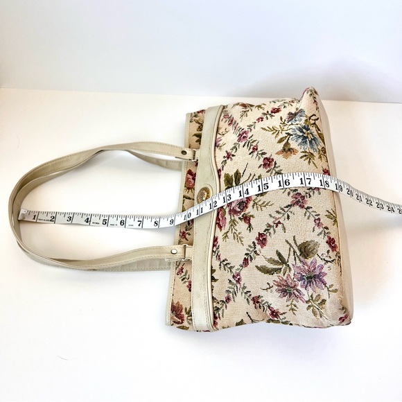 Vintage 80s MITZI Floral Tapestry Carpet Shoulder Tote Bag - Picture 9 of 17